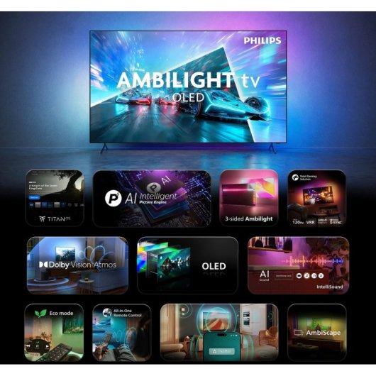 TV Philips OLED 55OLED761 55" 4K UltraHD 120Hz Smart TV Titan OS HDR10+ Dolby Atmos Ambilight