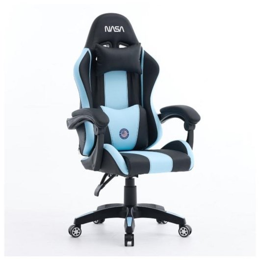 Chaise gaming NASA Spirit Noir / Bleu clair Hauteur reglable