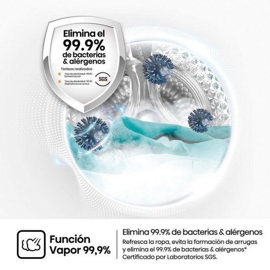 Lavasecadora Hisense 9 kg A WD1I9042BWF2 con tecnología Inverter y vapor