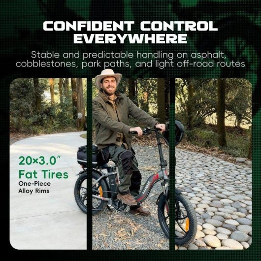 Bicicleta eletrica Fafrees F20 250W, bateria 36V 18Ah, pneus fat 20 polegadas