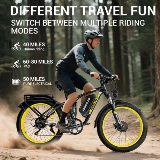 Bicicleta Elétrica ORLMS V3 motor duplo 1000w 60v 25ah pneus 26 polegadas