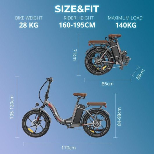 Bicicleta Electrica Plegavel FAFREES F20+ Pro 36V 25Ah Pneus 20 Grs