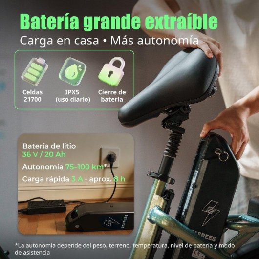 Bicicleta Eléctrica Plegable Fafrees F20 Flex 250W 36V 20Ah Neumáticos 20"