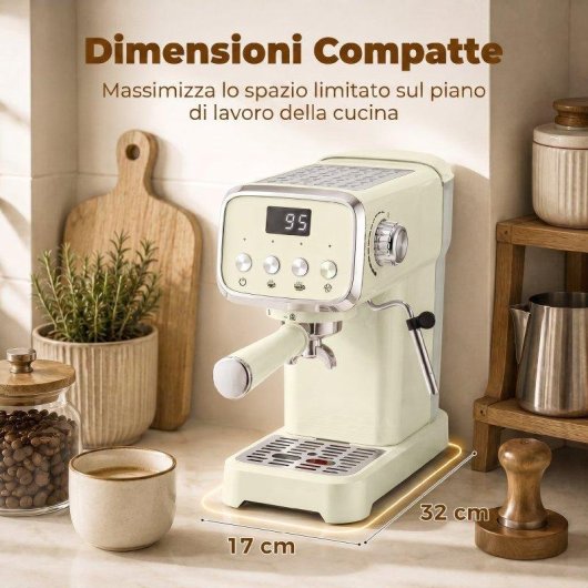 Cafetière expresso semiautomatique Rolipo 1350W 20 Bars 1,2 L avec buse vapeur