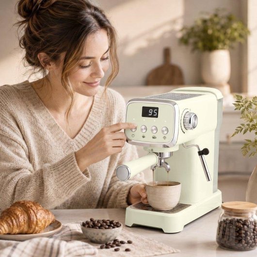 Cafetière expresso semiautomatique Rolipo 1350W 20 Bars 1,2 L avec buse vapeur