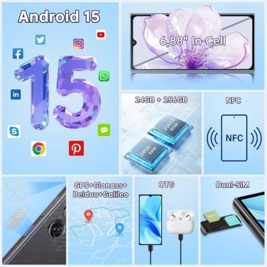 Oukitel C61 Pro 4G 8GB 256GB 6.88" Roxo