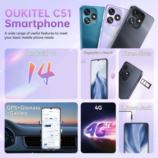 Oukitel C51 4G 4GB 128GB 6.8" Preto