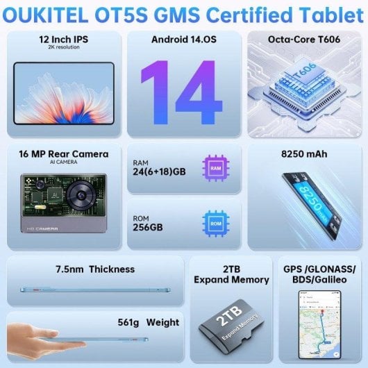 Tablet Oukitel OT5S 4G 12" 6GB 256GB Azul