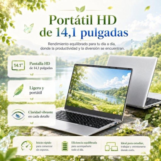 Portátil LPNAWZ 14,1" Intel Celeron N3450 8GB 128GB SSD Windows 10 Plata