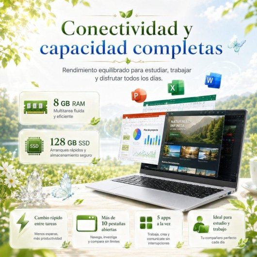 Portátil LPNAWZ 14,1" Intel Celeron N3450 8GB 128GB SSD Windows 10 Plata
