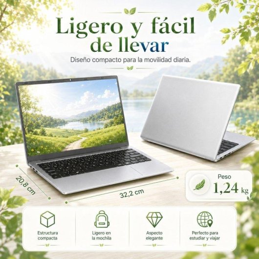 Portátil LPNAWZ 14,1" Intel Celeron N3450 8GB 128GB SSD Windows 10 Plata