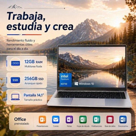 Portátil LPNAWZ 14.1" Intel Pentium N3710 12GB 256GB SSD Windows 10