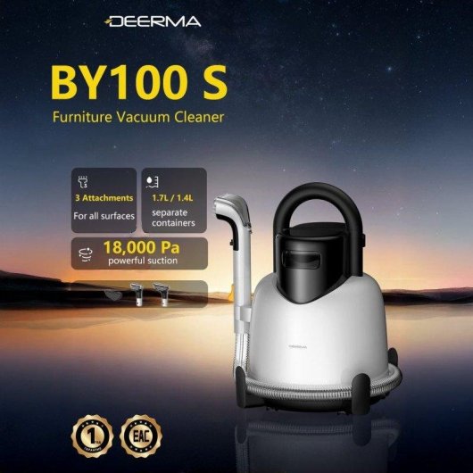Aspirador de Estofos Deerma 400W 18kPa Vapor Portátil 3 Bicos