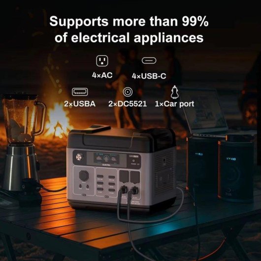 Estação de energia Oukitel P2001e Pro 2048Wh 4 portas AC 6 USB Bateria LiFePO4