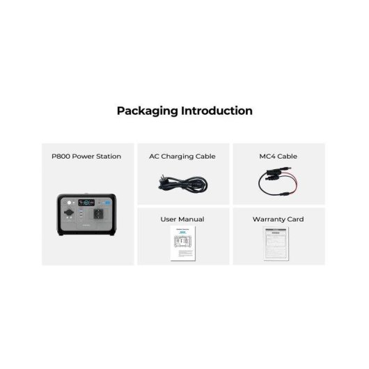 Estação de energia Oukitel P800e 512Wh 8 portas AC, USB, DC Bateria LiFePO4 Carregamento rápido LED