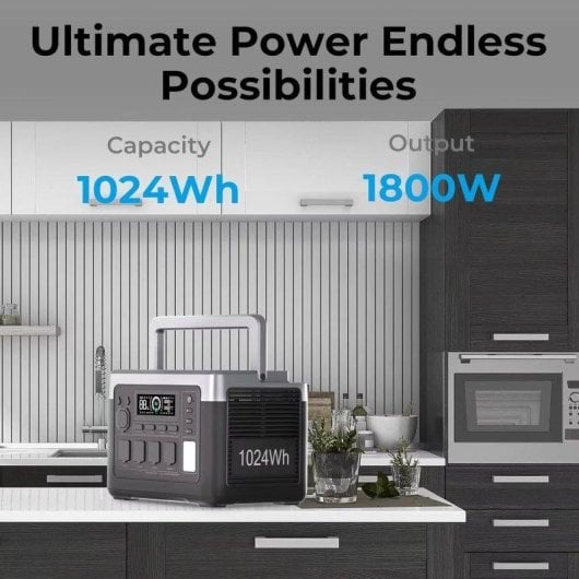 Station d’énergie Oukitel P1000e Plus 1024Wh 1800W 5 ports LiFePO4 Écran LCD