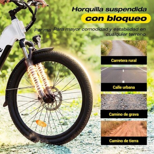 Bicicleta eléctrica ESKUTE C202 250W 48V 17.5Ah blanco 26" urbana