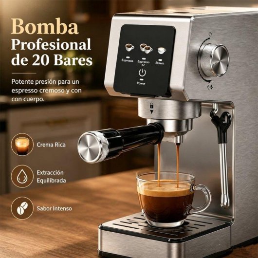 Cafetière expresso semiautomatique Gvatzyl 1,2L 20 Bars avec buse vapeur