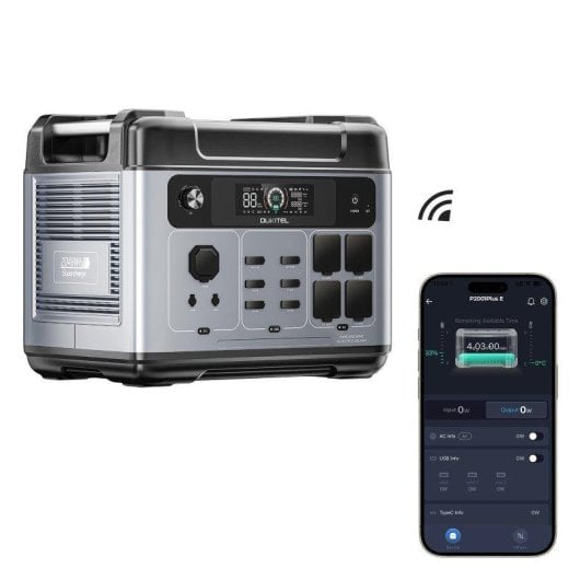Estação de energia Oukitel P2001 Plus 2048Wh 4 portas AC Bateria LiFePO4 Ecrã LCD Wi-Fi Bluetooth