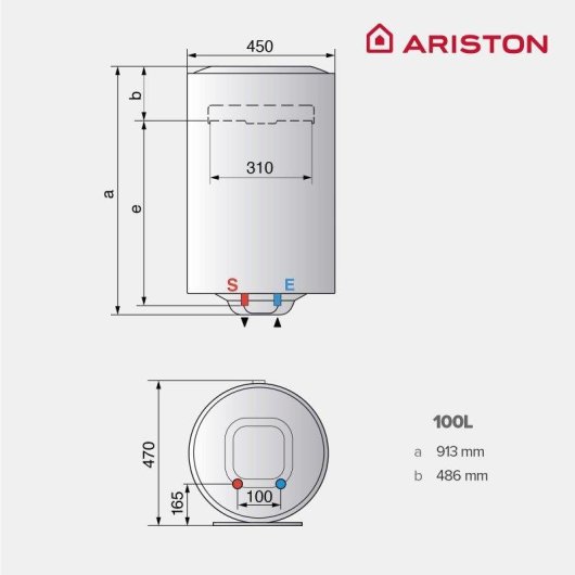 Termo eléctrico Ariston 100L 1500W vertical con tecnología WaterPlus
