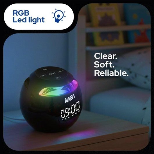 Reveil Bluetooth NASA SP200 Enceinte 3W LED Double Alarme