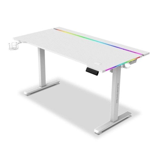 Mesa Gaming Alpha Gamer Zorya 140cm Acier et MDF RGB Blanc
