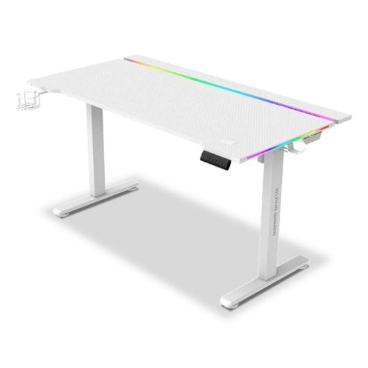 Mesa Gaming Alpha Gamer Zorya 140cm Acier et MDF RGB Blanc