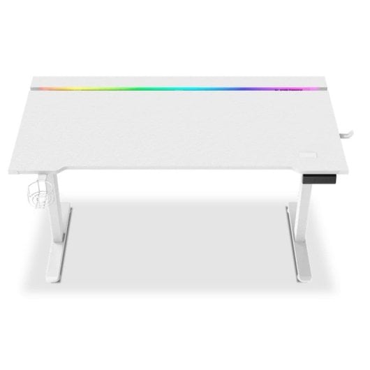 Mesa Gaming Alpha Gamer Zorya 140cm Acier et MDF RGB Blanc