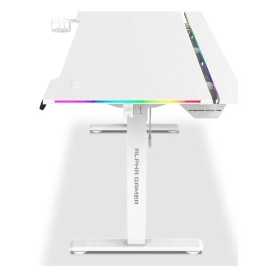 Mesa Gaming Alpha Gamer Zorya 140cm Acier et MDF RGB Blanc