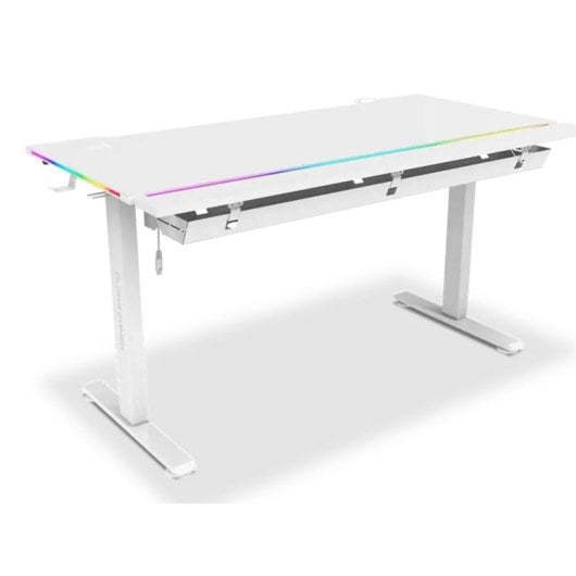 Mesa Gaming Alpha Gamer Zorya 140cm Acier et MDF RGB Blanc
