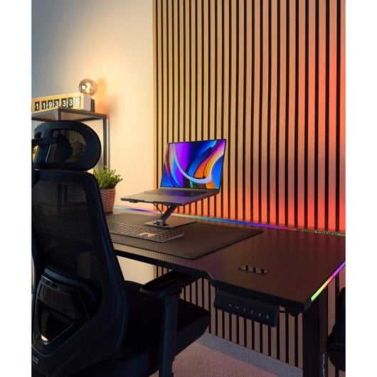 Mesa Gaming Alpha Gamer Zorya 140cm Acier et MDF RGB Blanc