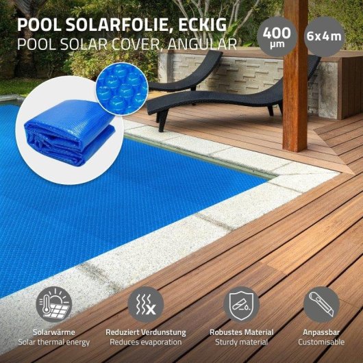 Cubierta Solar Piscina ECD Germany Rectangular 600x400 cm Azul 400µm