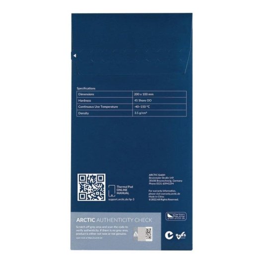 Wärmeleitpad Arctic Tp-3 200 x 100 x 1,5 mm Packung 2