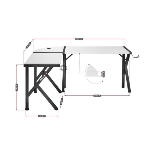 Mesa Gaming Huzaro Hero 154 cm Fibre de carbone Acier inoxydable Blanc