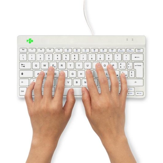 Tastiera R-Go Tools Compact Break ergonomica cablata QWERTY italiano bianca