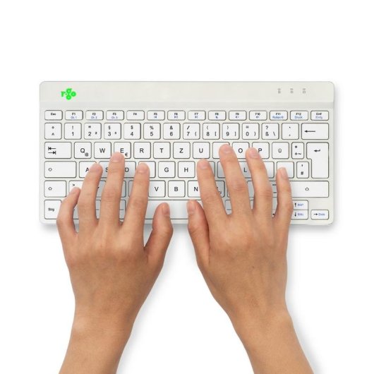Tastatur R-Go Tools Compact Break kabellos ergonomisch QWERTZ deutsch weiß