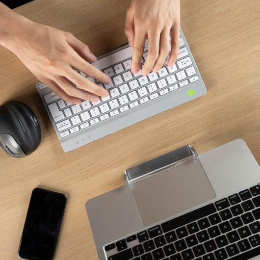 Tastatur R-Go Tools Compact Break kabellos ergonomisch QWERTZ deutsch weiß