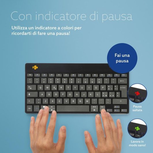 Tastatur R-Go Tools Compact Break kabellos mit Pausensoftware Italienisch