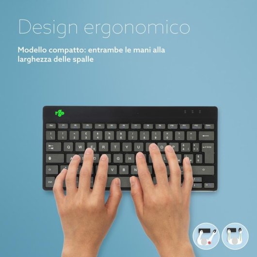 Tastatur R-Go Tools Compact Break kabellos mit Pausensoftware Italienisch