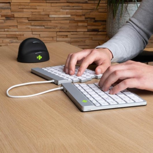 Tastiera R-Go Tools Split Break ergonomica wireless AZERTY francese bianca