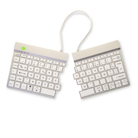 Tastiera R-Go Tools Split Break ergonomica wireless AZERTY francese bianca