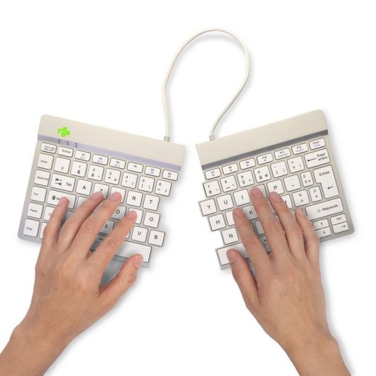 Tastiera R-Go Tools Split Break ergonomica wireless AZERTY francese bianca