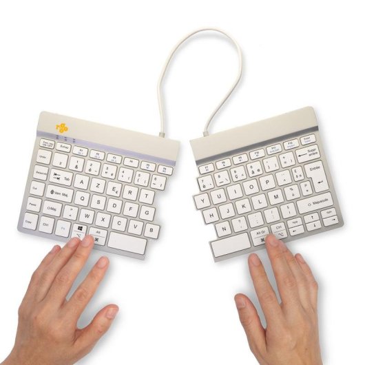 Tastiera R-Go Tools Split Break ergonomica wireless AZERTY francese bianca