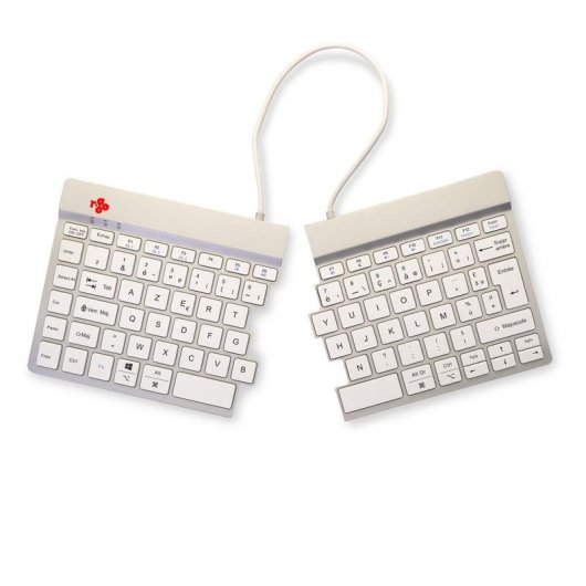 Tastiera R-Go Tools Split Break ergonomica wireless AZERTY francese bianca
