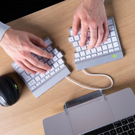 Tastiera R-Go Tools Split Break ergonomica wireless AZERTY francese bianca