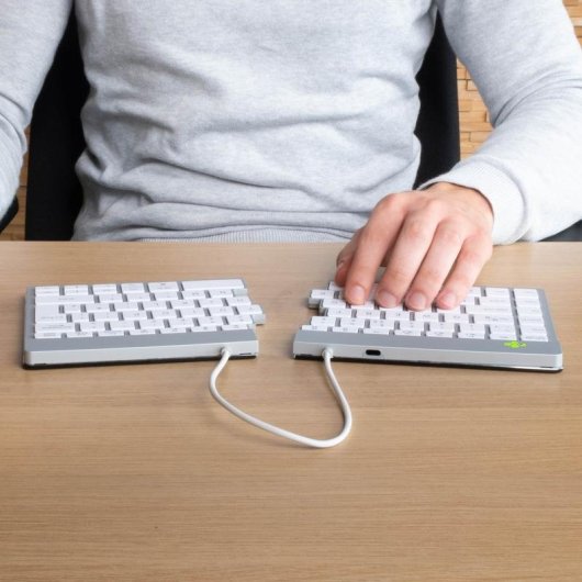 Tastiera R-Go Tools Split Break ergonomica wireless AZERTY francese bianca
