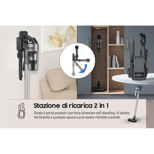 Aspirateur sans Fil Samsung Jet 75 Turbo 550W 60 min HEPA Multicyclonique Noir