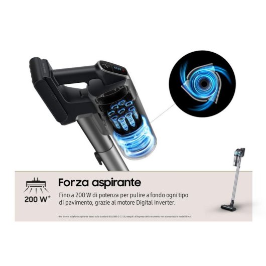 Aspirateur sans Fil Samsung Jet 75 Turbo 550W 60 min HEPA Multicyclonique Noir