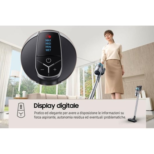 Aspirateur sans Fil Samsung Jet 75 Pet 550W 60 min Brosse Mini Turbo Menthe Argent