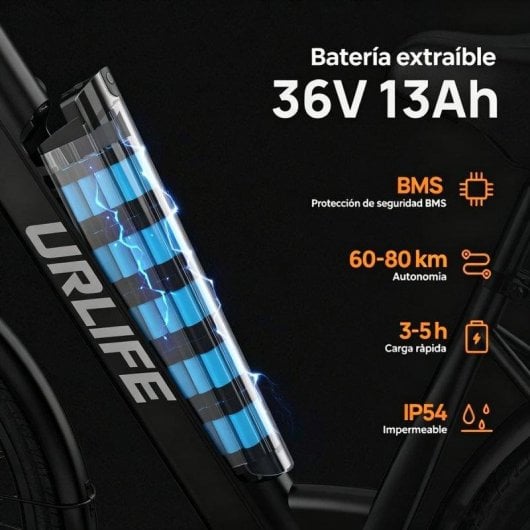 Bicicleta eletrica Urlife E26 350W Bateria removivel 48V